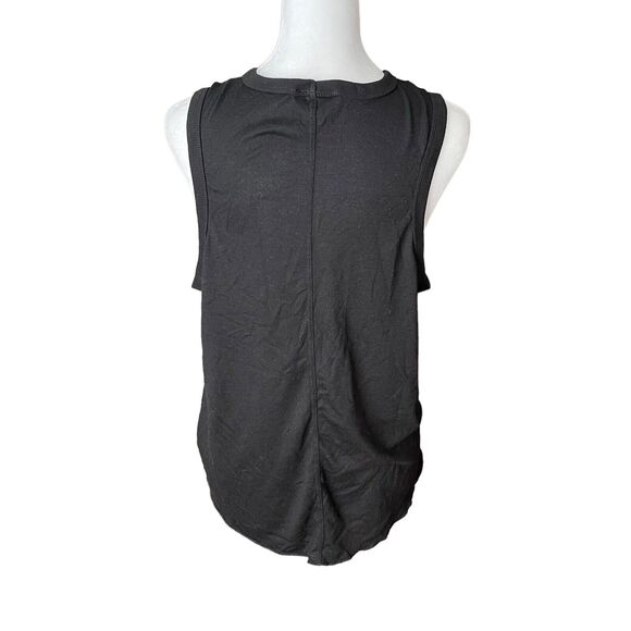 Topshop US 10 Blouse Sleeveless Scoop Neck Top Solid Black Basic Tee - Picture 7 of 7